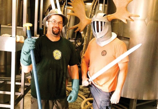 Lompoc brewmaster Bryan Keilty and Sir Pamplemousse, a character from the label of Lompoc’s Pamplemousse IPA.