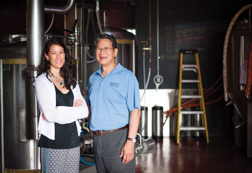 Leah Wong Ashburn, left, gradually worked up to her current position as president of Highland Brewing, which her father Oscar Wong, right, founded in 1994. | Photo by Carrie Turner
