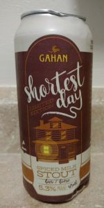 Gahan Limited Edition Shortest Day Spiced Milk Stout