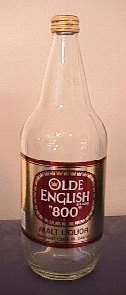 1- 40 OZ OUNCE GLASS BOTTLE OLDE ENGLISH 800 - MALT LIQUOR - 8 BALL - EMPTY